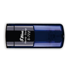Kapesní razítko S-722, modrá transparentní, rozměr otisku 38 × 14 mm