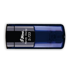 Kapesní razítko S-723, modrá transparentní, rozměr otisku 47 × 18 mm